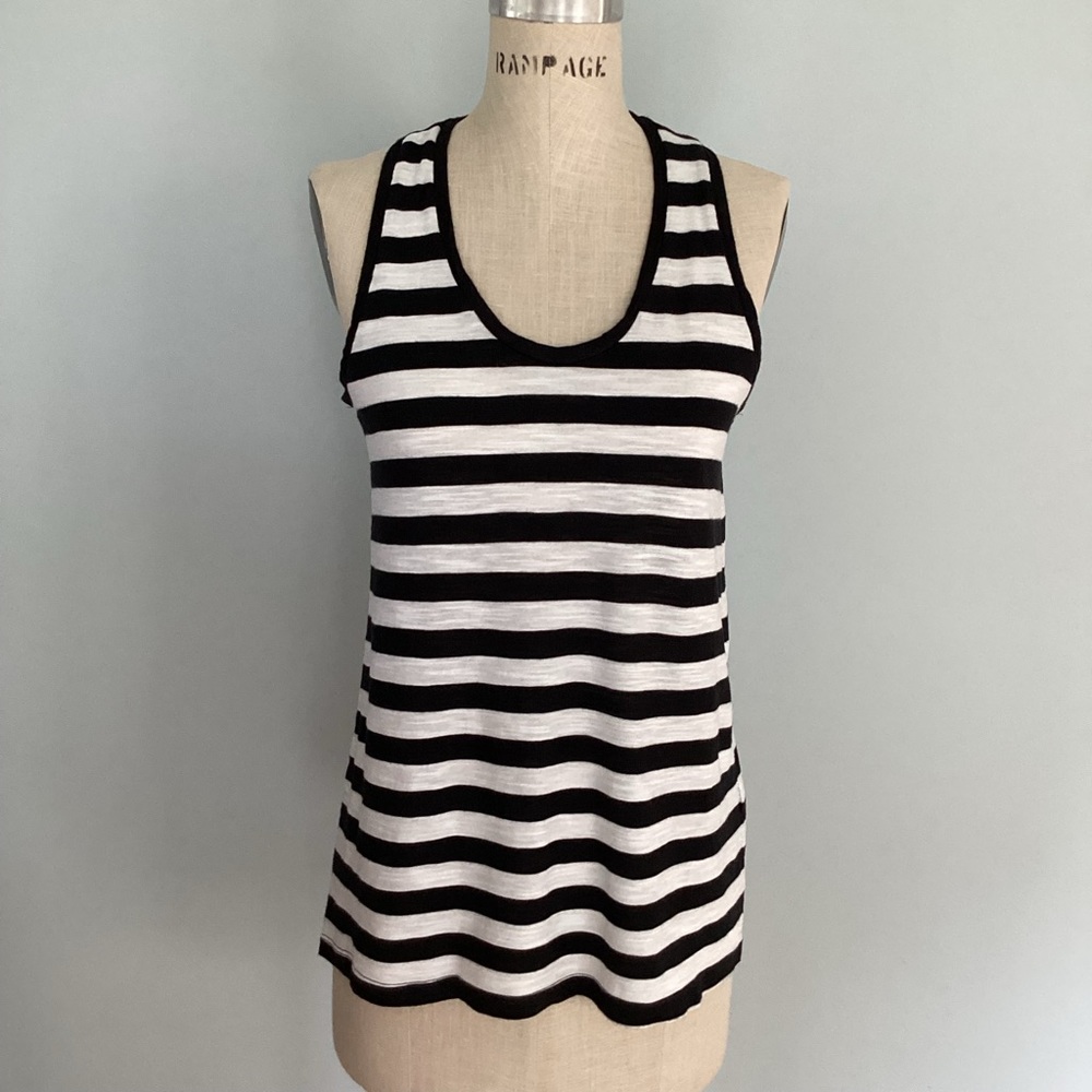 Banana Republic Black and White Striped Racerback Tank Top Size X Small